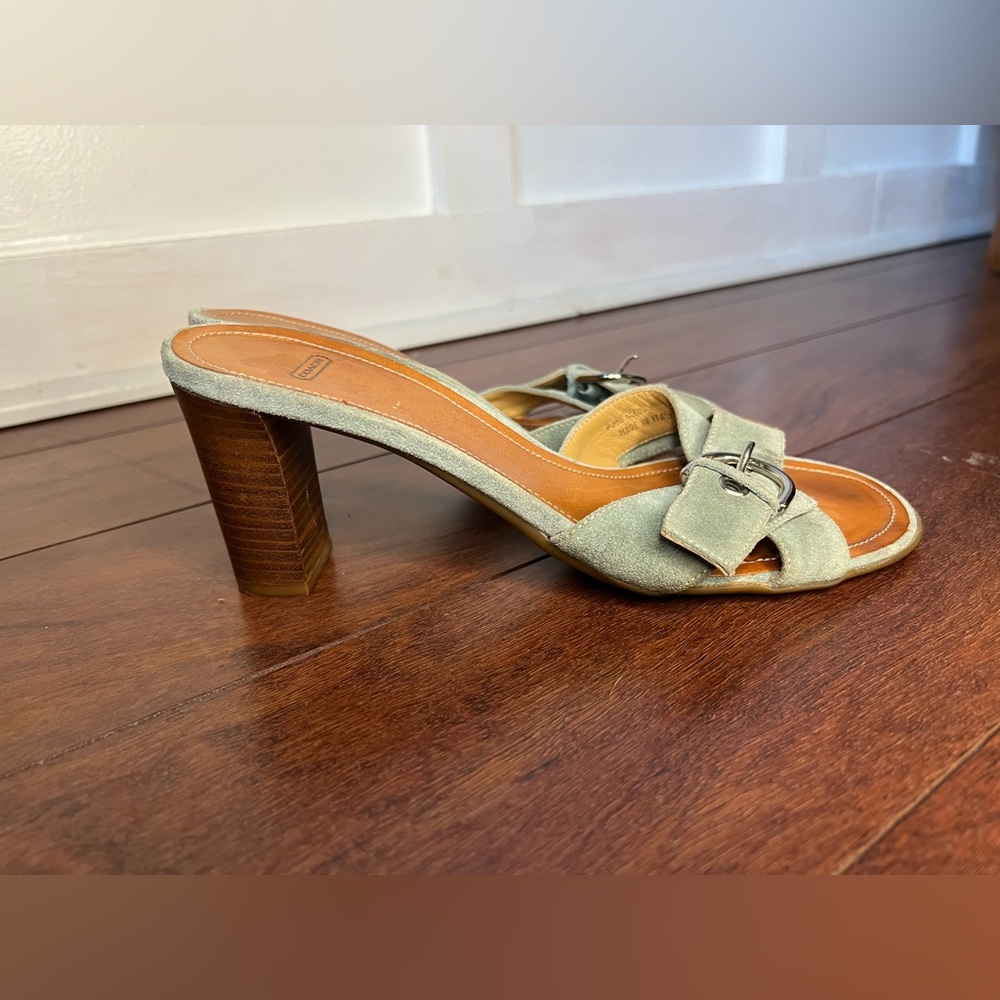 Coach vintage Neena suede Aquamarine slide buckle sandal wedge Women’s size 8.5 - Picture 7 of 16